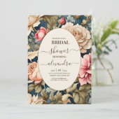 Romantische Zachte Roze Bloemen Bruids Kaart (Staand voorkant)