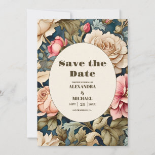 Romantische Zachte Roze Bloemen Bruiloft Save The Date