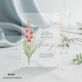 Romantische zachte roze bloemen zomer tuin acryl uitnodigingen