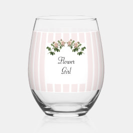 Romantische Zachte Roze Bloemenmeisje Bruiloft Wijnglas Zonder Voet