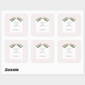 Romantische zachte roze bruiloft vierkante sticker (Vel)