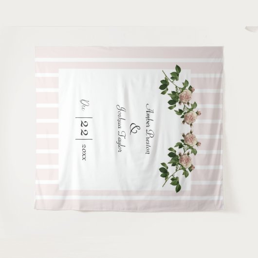 Romantische Zachte Roze Bruiloft Wandkleed (Voorkant (horizontaal))