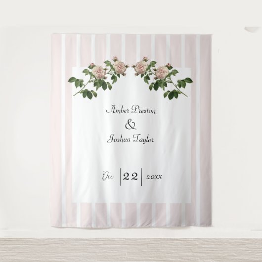 Romantische Zachte Roze Bruiloft Wandkleed (Voorkant)