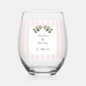 Romantische Zachte Roze Bruiloft Wijnglas Zonder Voet (Achterkant)