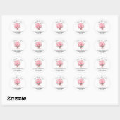 Romantische zachte roze dank je ronde sticker (Vel)