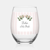 Romantische Zachte Roze Vader van de Bruid Bruilof Wijnglas Zonder Voet (Voorkant)