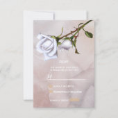 Romantische zachte witte rozen Elegante Bloemen RS RSVP Kaartje (Voorkant)