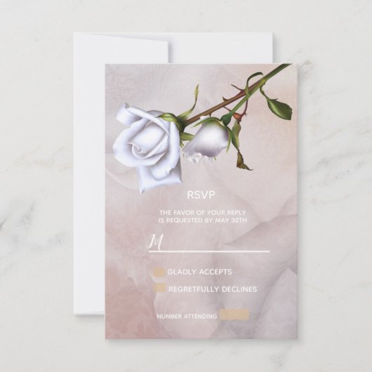 Romantische zachte witte rozen Elegante Bloemen RS RSVP Kaartje (Voorkant)