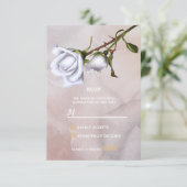 Romantische zachte witte rozen Elegante Bloemen RS RSVP Kaartje (Staand voorkant)