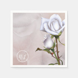Romantische Zachte Witte Rozen Elegante Bloemige B Servet