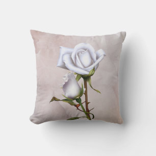 Romantische Zachte Witte Rozen Elegante Bloemrijke Kussen