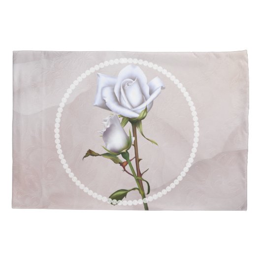 Romantische Zachte Witte Rozen Elegante Bloemrijke Kussensloop (Achterkant)