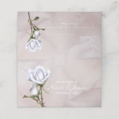 Romantische zachte witte rozen elegante bruiloft t plaatskaartje (Buitenkant ongevouwen)