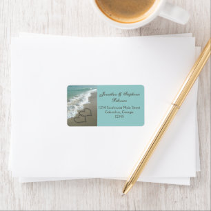 Romantische Zand Harten Strand Adres Label