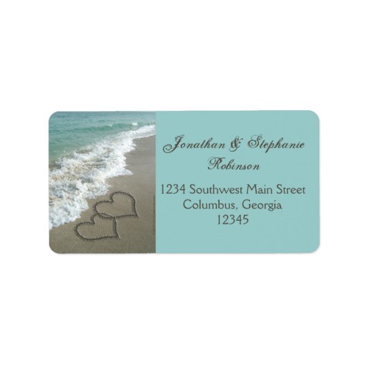 Romantische Zand Harten Strand Adres Label (Voorkant)