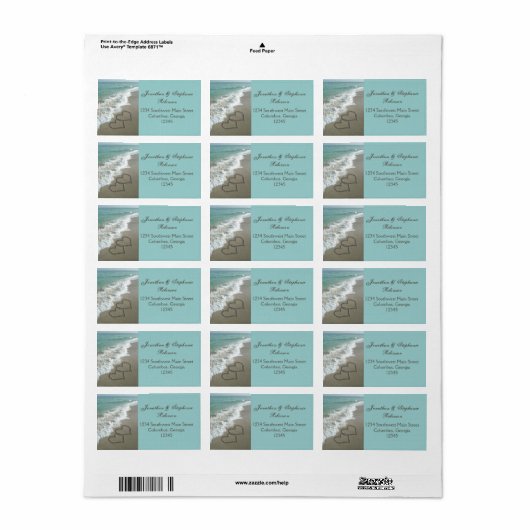 Romantische Zand Harten Strand Adres Label (Full Sheet)