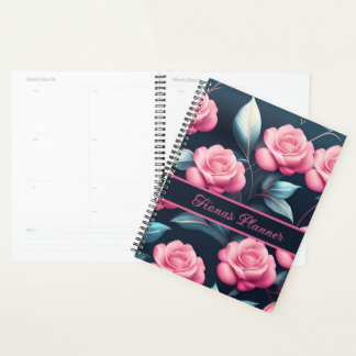romantische, zarte, rosa Rosen Muster Planner
