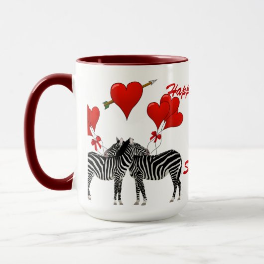 Romantische zebra liefde hart Valentijnse  Mok (Links)