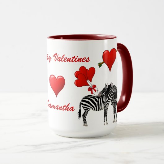 Romantische zebra liefde hart Valentijnse  Mok (Voorkant rechts)