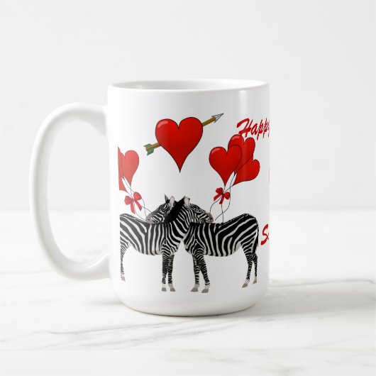 Romantische zebra liefde hart Valentijnse  Mok (Links)