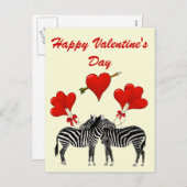 Romantische zebra's en harten Valentijns Feestdagenkaart (Voorkant / Achterkant)