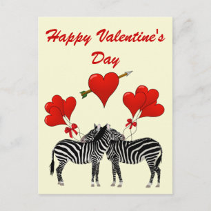 Romantische zebra's en harten Valentijns Feestdagenkaart
