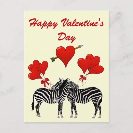 Romantische zebra's en harten Valentijns Feestdagenkaart (Voorkant)