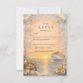 Romantische Zee Cruise Bruiloft RSVP Kaartje (Voorkant)