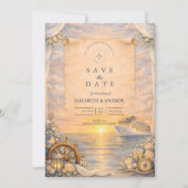 Romantische Zee Cruise Bruiloft Save The Date (Voorkant)