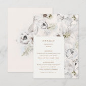 romantische zilveren bloemdetails trouwkaart bijla informatiekaartje (Voorkant / Achterkant)