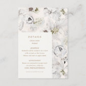 romantische zilveren bloemdetails trouwkaart bijla informatiekaartje (Voorkant)