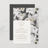 romantische zilveren bloemdetails voor de bruiloft informatiekaartje (Voorkant / Achterkant)