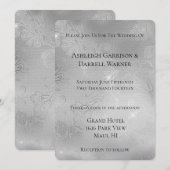 Romantische Zilveren Bloemen Kant Huwelijk Kaart (Voorkant / Achterkant)