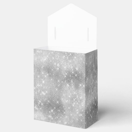 Romantische Zilveren Bruiloftsborrel met Glans Bedankdoosjes (Geopend)