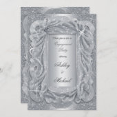 romantische zilveren chiffon glinsterende schitter kaart (Voorkant / Achterkant)