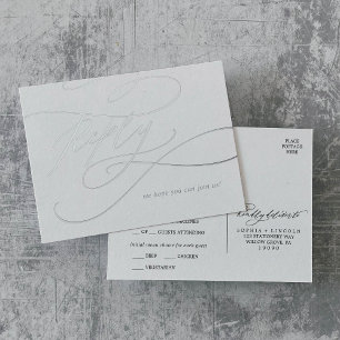Romantische zilveren folie bruiloft maaltijd optie uitnodiging briefkaart