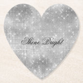 Romantische Zilveren Glans Kartonnen Onderzetters (Voorkant)