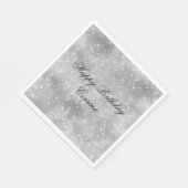 Romantische Zilveren Glitters Feestelijke Verjaard Servet (Hoek)