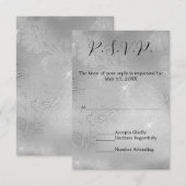 Romantische Zilveren Kant Bruiloft RSVP (Voorkant / Achterkant)