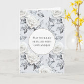 Romantische zilveren witte rozen bloemenbruiloft kaart