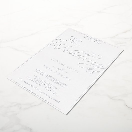 Romantische zilverfolie kalligrafie Lijst bruiloft Folie Uitnodiging (Gedraaid)