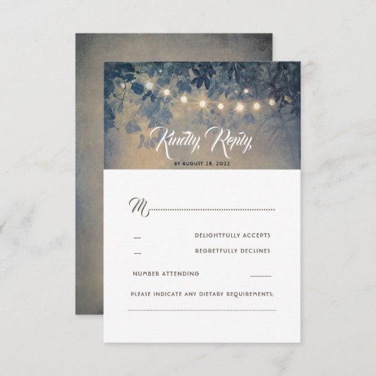 Romantische Zomer Nacht Rustieke Bruiloft RSVP (Voorkant / Achterkant)