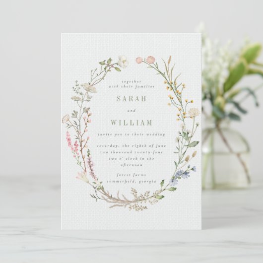 Romantische zomer weide Bruiloft Kaart (Staand voorkant)