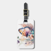 Romantische zomerbloemen en vlinder bagagelabel (Voorkant verticaal)