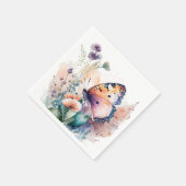 Romantische zomerbloemen en vlinder servet (Hoek)