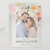 Romantische Zomerbloemen QR Code Fotobruiloft Save The Date (Voorkant / Achterkant)