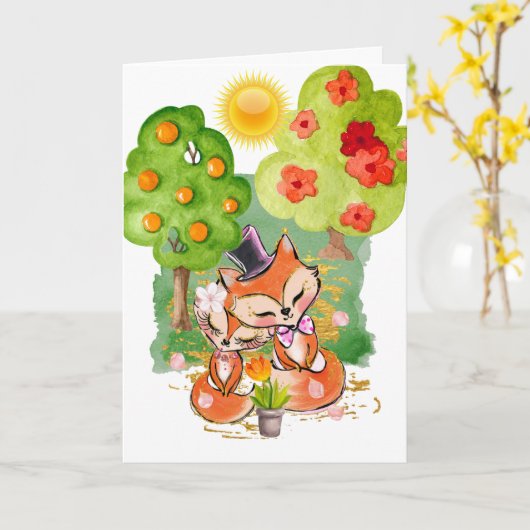 Romantische zomerboerenbruiloft kaart (Gele Bloem)