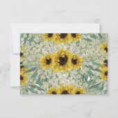 Romantische zonnebloem Waterverf Patroon RSVP Kaartje (Achterkant)