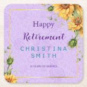 Romantische Zonnebloem Waterverf Pensioen Party Kartonnen Onderzetters (Voorkant)