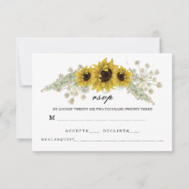 Romantische zonnebloem waterverf RSVP kaartje